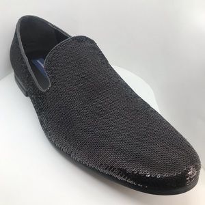 Giorgio Brutini Covert Black Sequined Loafers 11.5